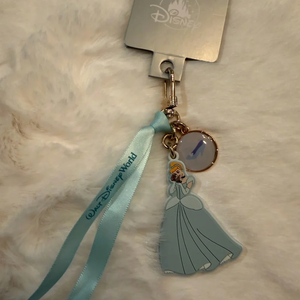 Disney parks Cinderella Keychain with Blue Ribbon